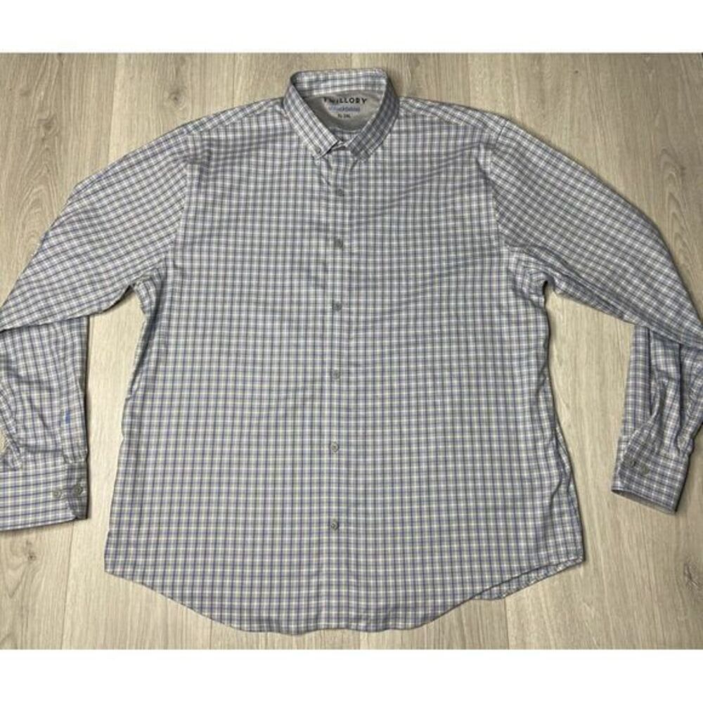 Twillory Shirt Men 2XL Gray Check Plaid Untuckable Long Sleeve Stretch‎ Casual